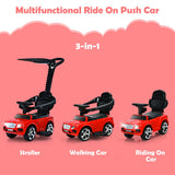 NNECW Licensed Bentley Kids Ride On Push Car with Canopy-Red