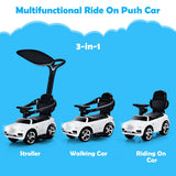 NNECW Licensed Bentley Kids Ride On Push Car with Canopy-White