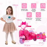 NNECW Kids Ride on Motorbike with Detachable Sidecar for 37-96 Months-Pink