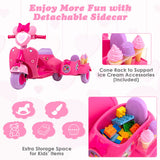 NNECW Kids Ride on Motorbike with Detachable Sidecar for 37-96 Months-Pink