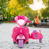NNECW Kids Ride on Motorbike with Detachable Sidecar for 37-96 Months-Pink