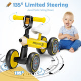 NNECW Baby Balance Bike with 4 Silent EVA Wheels for 10-24 Months Old