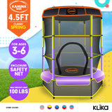 NNEDPE Kahuna Mini 4.5 ft Trampoline Yellow Purple