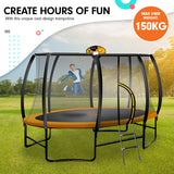 NNEDPE Kahuna Trampoline 8 ft x 14ft Oval with Basketball Set - Orange