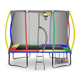 NNEDPE Kahuna Trampoline 6ft x 9ft Rectangular Outdoor Rainbow Basketball Set