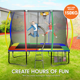 NNEDPE Kahuna Trampoline 6ft x 9ft Rectangular Outdoor Rainbow Basketball Set