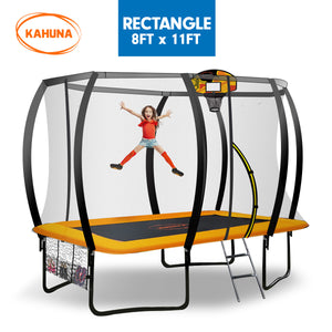 NNEDPE Kahuna Trampoline 8 ft x 11 ft Rectangular with Basketball Set