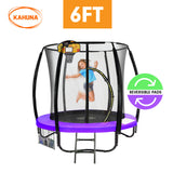 NNEDPE Kahuna 6ft Trampoline Reversible Pad Purple Green Basketball Set
