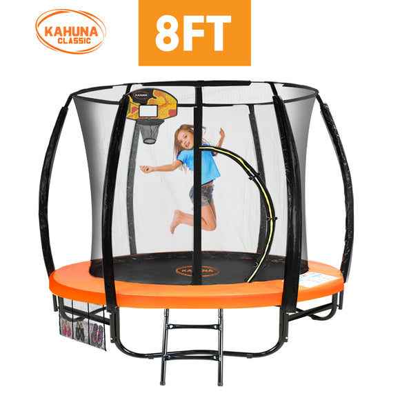 NNEDPE Kahuna Trampoline 8 ft with Basketball set - Orange