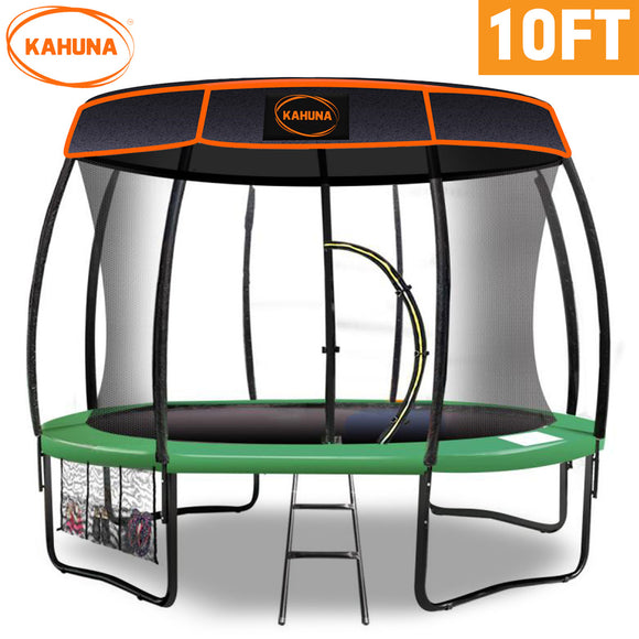 NNEDPE Kahuna Trampoline 10 ft with  Roof-Green
