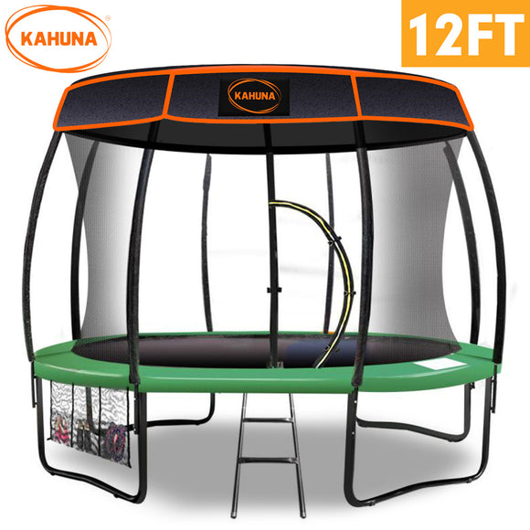 NNEDPE Kahuna Trampoline 12 ft with Roof-Green