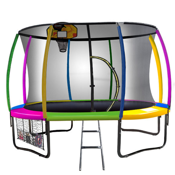 NNEDPE Kahuna Trampoline 12 ft with Basketball set - Rainbow