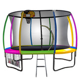 NNEDPE Kahuna Trampoline 12 ft with Basketball set - Rainbow