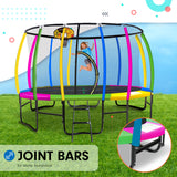 NNEDPE Kahuna Trampoline 14 ft with Basketball Set - Rainbow