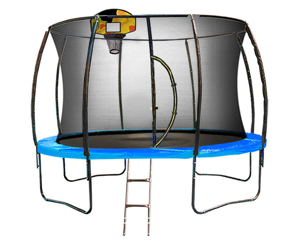 NNEDPE Kahuna Pro 14ft Trampoline with Mat, Reversible Pad, Basketball Set