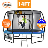 NNEDPE Kahuna Pro 14ft Trampoline with Mat, Reversible Pad, Basketball Set