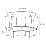 NNEDPE Kahuna 8ft Springless Trampoline with Basketball Set