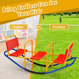 NNECW Kids Metal Rocking Seesaw with Handlebars for Indoor & Outdoor Play