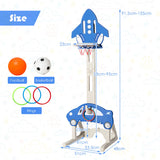 NNECW Adjustable 3-in-1 Basketball Hoop Stand with Adjustable Heigh for Kids