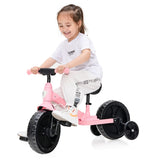 NNECW 4-in-1 Kids Training Bike with Training Wheels for 2-6 Years Old Kids-Pink