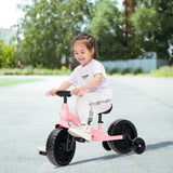 NNECW 4-in-1 Kids Training Bike with Training Wheels for 2-6 Years Old Kids-Pink