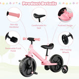 NNECW 4-in-1 Kids Training Bike with Training Wheels for 2-6 Years Old Kids-Pink