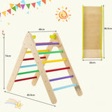 NNECW  2 in 1 Kids Wooden Climbing Triangle Set with Slide