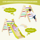 NNECW  2 in 1 Kids Wooden Climbing Triangle Set with Slide