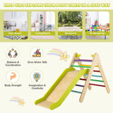 NNECW  2 in 1 Kids Wooden Climbing Triangle Set with Slide