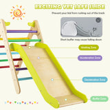 NNECW  2 in 1 Kids Wooden Climbing Triangle Set with Slide