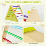 NNECW  2 in 1 Kids Wooden Climbing Triangle Set with Slide