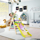 NNECW  2 in 1 Kids Wooden Climbing Triangle Set with Slide