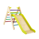 NNECW  2 in 1 Kids Wooden Climbing Triangle Set with Slide