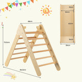NNECW  2 in 1 Kids Wooden Climbing Triangle Set with Slide-Natural