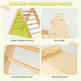 NNECW  2 in 1 Kids Wooden Climbing Triangle Set with Slide-Natural