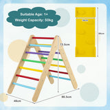 NNECW 3-in-1 Kid Wooden Climbing Triangle Set Sliding with Reversible Ramp