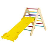 NNECW 3-in-1 Kid Wooden Climbing Triangle Set Sliding with Reversible Ramp