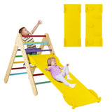 NNECW 3-in-1 Kid Wooden Climbing Triangle Set Sliding with Reversible Ramp