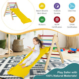 NNECW 3-in-1 Kid Wooden Climbing Triangle Set Sliding with Reversible Ramp