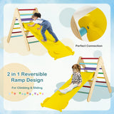 NNECW 3-in-1 Kid Wooden Climbing Triangle Set Sliding with Reversible Ramp