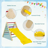 NNECW 3-in-1 Kid Wooden Climbing Triangle Set Sliding with Reversible Ramp