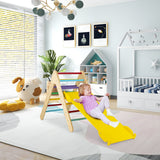 NNECW 3-in-1 Kid Wooden Climbing Triangle Set Sliding with Reversible Ramp