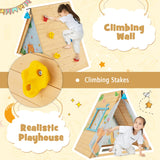 NNECW 2-in-1 Kids Play Tent with Wooden Climbing Triangle
