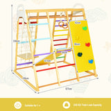 NNECW 8-in-1 Wooden Jungle Gym Playset with Monkey Bars &amp Climbing Ladder-Multicolour