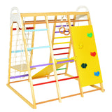 NNECW 8-in-1 Wooden Jungle Gym Playset with Monkey Bars &amp Climbing Ladder-Multicolour