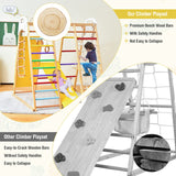 NNECW 8-in-1 Wooden Jungle Gym Playset with Monkey Bars &amp Climbing Ladder-Multicolour