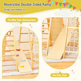 NNECW 8-in-1 Wooden Jungle Gym Playset with Monkey Bars &amp Climbing Ladder-Natural