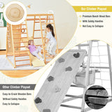 NNECW 8-in-1 Wooden Jungle Gym Playset with Monkey Bars &amp Climbing Ladder-Natural