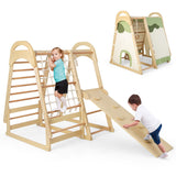 NNECW Wooden Climbing Toys Playset with Gymnastics Rings for Toddlers