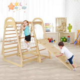NNECW Wooden Climbing Toys Playset with Gymnastics Rings for Toddlers
